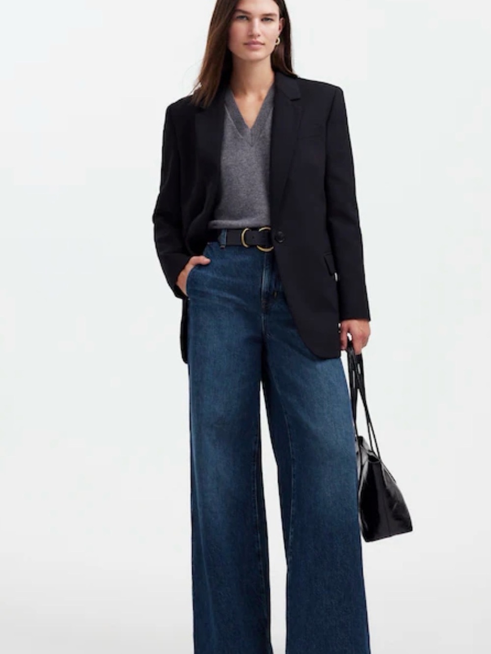 Madewell Wide Sweep Denim Trousers in Poplaski Wash Size 25